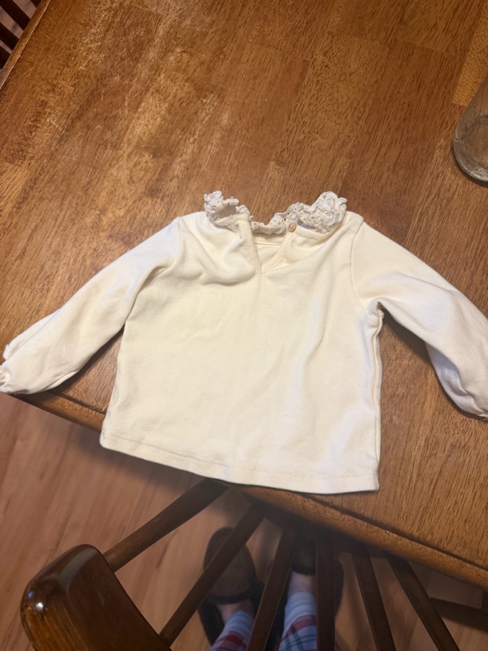 Zara Cream Long-Sleeve Top with Lace Collar